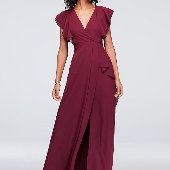 Burgundy Chiffon Bridesmaid Dress 